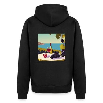 Wein / Rotwein / Weißwein - Unisex Premium Bio Zip Hoodie - Schwarz - Hinten - Nico (187cm)