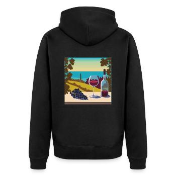 Rotwein / Weißwein / Wein - Unisex Premium Bio Zip Hoodie - Schwarz - Hinten - Nico (187cm)