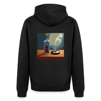 Whisky / Scotch /Rum - Unisex Premium Bio Zip Hoodie - Schwarz - Hinten - Nico (187cm)