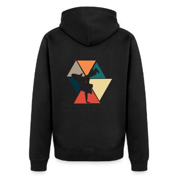 Vintage Retro Breakdance Geschenkidee - Unisex Premium Bio Zip Hoodie - Schwarz - Hinten - Nico (187cm)
