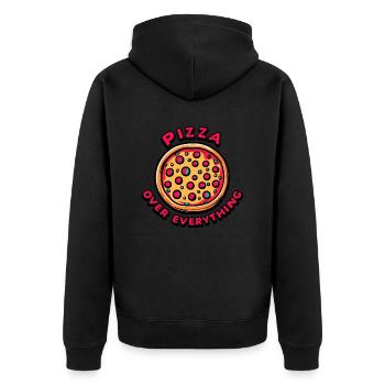 Pizza Over Everything - Unisex Premium Organic Zip Hoodie - black - Back - Nico (187cm)