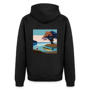 Kunst / Art / Impressionismus - Unisex Premium Bio Zip Hoodie - Schwarz - Hinten - Nico (187cm)