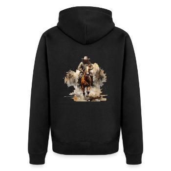 Cowboys und Rodeo-Reiten - Unisex Premium Bio Zip Hoodie - Schwarz - Hinten - Nico (187cm)
