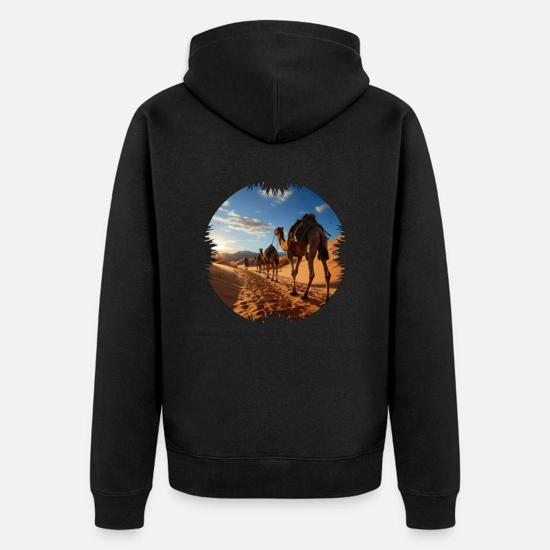 Reise mit einer Kamelkarawane - Unisex Premium Bio Zip Hoodie - Schwarz