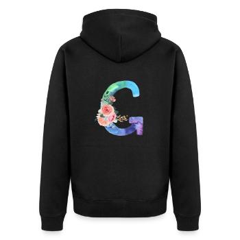 Lettre g watercolor - Veste à capuche bio Premium Unisexe - noir - Dos - Nico (187cm)