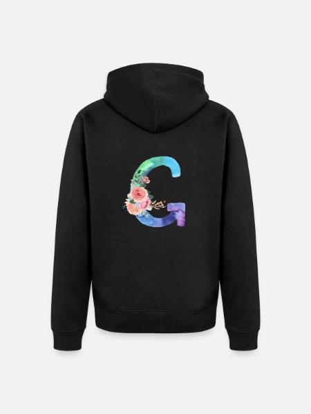 Buchstabe g Aquarell - Unisex Premium Bio Zip Hoodie - Schwarz