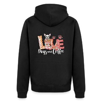 Chihauhau chien amateur de café Saint Valentin - Veste à capuche bio Premium Unisexe - noir - Dos - Nico (187cm)