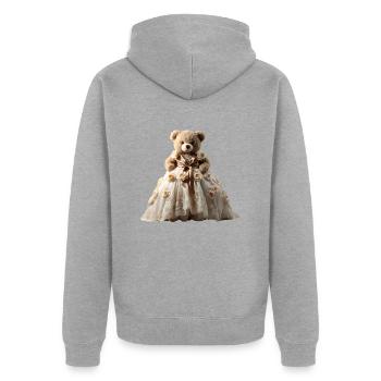 Teddy bear in wedding dress - Unisex Premium Organic Zip Hoodie - heather grey - Back - Nico (187cm)