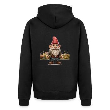 Humor im Garten mit dem Gartenzwerg - Unisex Premium Bio Zip Hoodie - Schwarz - Hinten - Nico (187cm)