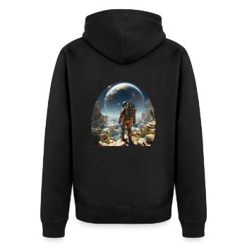 Astronaut explores alien worlds - Unisex Premium Organic Zip Hoodie - black - Back - Nico (187cm)