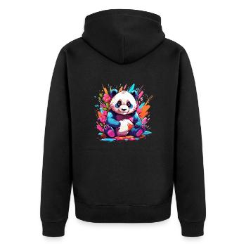 Colorful Panda - Unisex Premium Organic Zip Hoodie - black - Back - Nico (187cm)