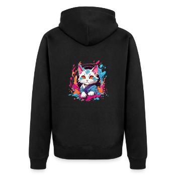 colorful cat - Unisex Premium Organic Zip Hoodie - black - Back - Nico (187cm)