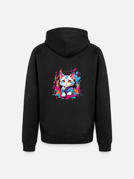 Bunte Katze - Unisex Premium Bio Zip Hoodie - Schwarz