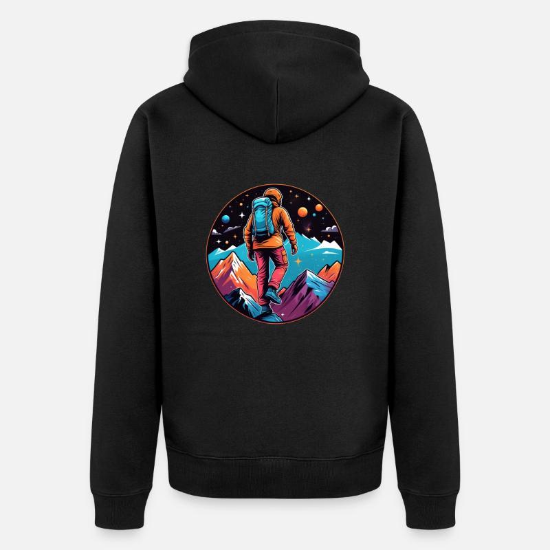 escalade - lune - espace - Veste à capuche bio Premium Unisexe - noir