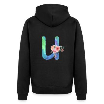 Lettre u watercolor - Veste à capuche bio Premium Unisexe - noir - Dos - Nico (187cm)
