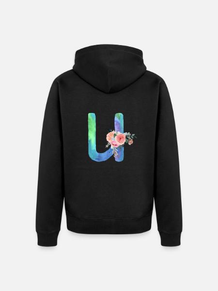 Buchstabe u Aquarell - Unisex Premium Bio Zip Hoodie - Schwarz