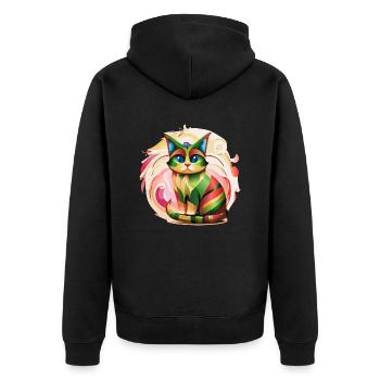 Color Burst Cat - Unisex Premium Bio Zip Hoodie - Schwarz - Hinten - Nico (187cm)
