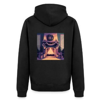 Weihnachtlicher Kamin - Unisex Premium Bio Zip Hoodie - Schwarz - Hinten - Nico (187cm)