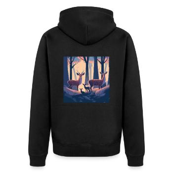 Reh Familie - Unisex Premium Bio Zip Hoodie - Schwarz - Hinten - Nico (187cm)