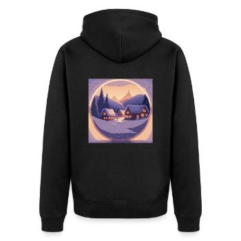 Village en boule à neige - Veste à capuche bio Premium Unisexe - noir - Dos - Nico (187cm)