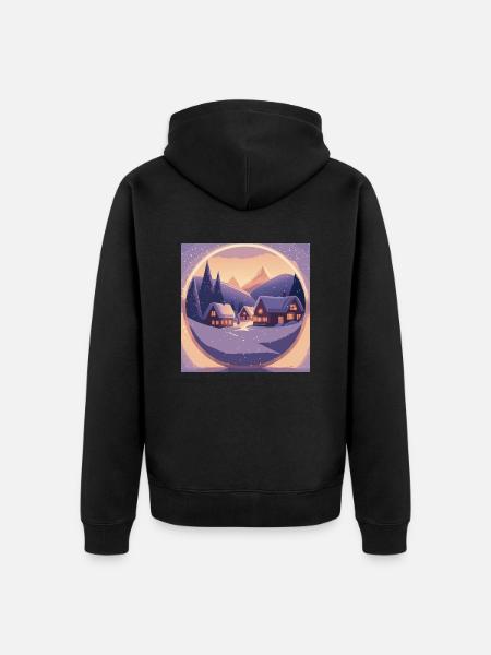 Village in snow globe - Unisex Premium Organic Zip Hoodie - black