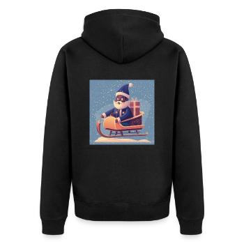 Santa‘s Schlitten - Unisex Premium Bio Zip Hoodie - Schwarz - Hinten - Nico (187cm)