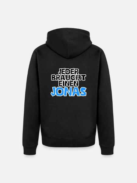 Jeder braucht einen Jonas - Unisex Premium Bio Zip Hoodie - Schwarz