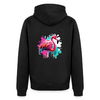 Flamant rose / Animal / Rose / Tropical / Longues pattes - Veste à capuche bio Premium Unisexe - noir - Dos - Nico (187cm)