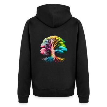 Lebensbaum Keltischer Baum des Lebens Meditation - Unisex Premium Bio Zip Hoodie - Schwarz - Hinten - Nico (187cm)