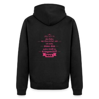 Lustige Sprüche Scheidung - Unisex Premium Bio Zip Hoodie - Schwarz - Hinten - Nico (187cm)