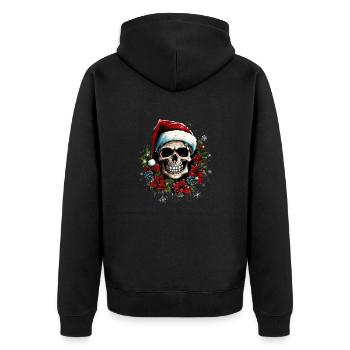 christmas skull - Unisex Premium Bio Zip Hoodie - Schwarz - Hinten - Nico (187cm)