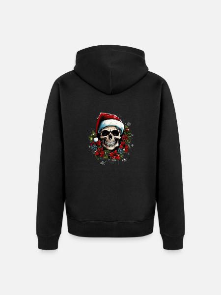 christmas skull - Unisex Premium Bio Zip Hoodie - Schwarz
