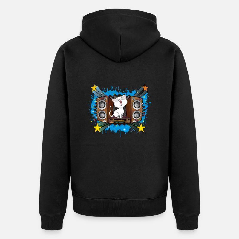 Chat qui chante - Veste à capuche bio Premium Unisexe - noir