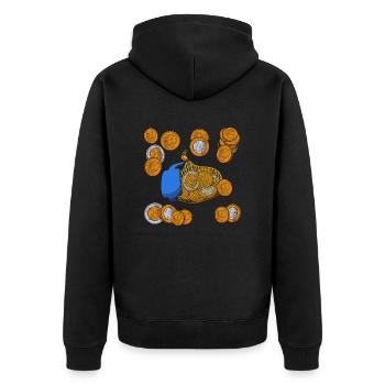 Nikolaus-Schokoladenmünzen - Unisex Premium Bio Zip Hoodie - Schwarz - Hinten - Nico (187cm)