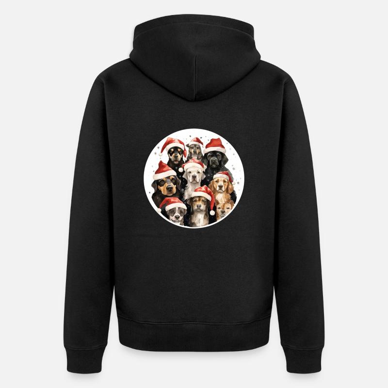 Aquarelle Chiens de Noël - Veste à capuche bio Premium Unisexe - noir