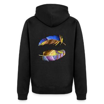 Feder - Unisex Premium Bio Zip Hoodie - Schwarz - Hinten - Nico (187cm)