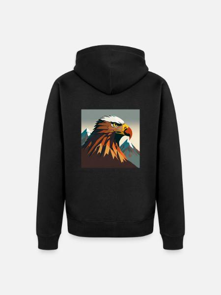 Eagle's head with mountain - Unisex Premium Organic Zip Hoodie - black