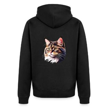 Maine Coon Kitten Chat Mâle Chat Propriétaire de Chat - Veste à capuche bio Premium Unisexe - noir - Dos - Nico (187cm)