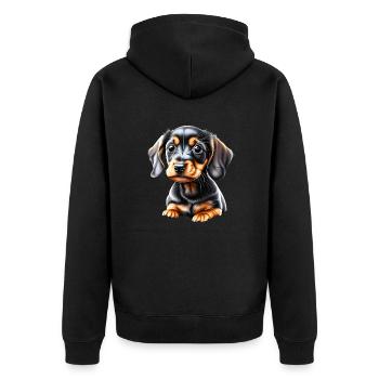 Teckel Chien Teckel Chiot Chiens Propriétaire De Chien - Veste à capuche bio Premium Unisexe - noir - Dos - Nico (187cm)