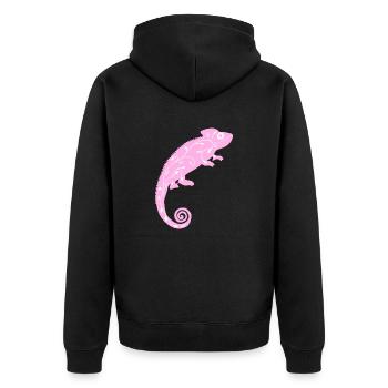 Pink chameleon - Unisex Premium Organic Zip Hoodie - black - Back - Nico (187cm)