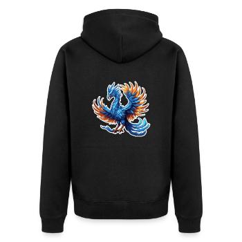 Phoenix / Vogel / Tier / Fabelwesen / Feuer - Unisex Premium Bio Zip Hoodie - Schwarz - Hinten - Nico (187cm)