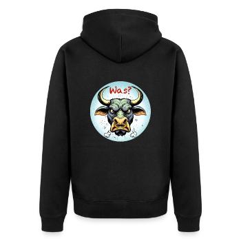 Wütender Stier - Unisex Premium Bio Zip Hoodie - Schwarz - Hinten - Nico (187cm)