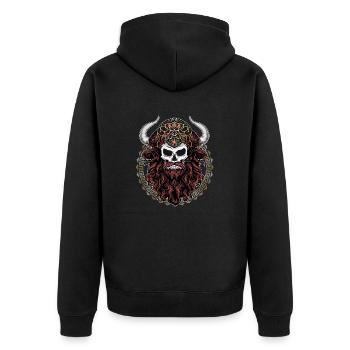 Skull Viking Helmet - Skull with Viking Helmet - Unisex Premium Organic Zip Hoodie - black - Back - Nico (187cm)