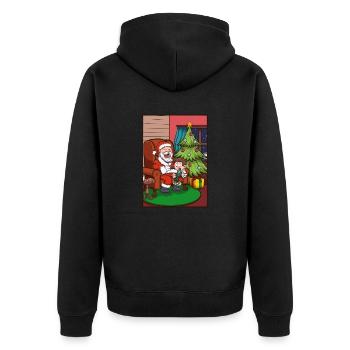 Père Noël avec enfant - Veste à capuche bio Premium Unisexe - noir - Dos - Nico (187cm)