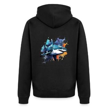 Shark design in bright colors. Ideal as a gift - Unisex Premium Organic Zip Hoodie - black - Back - Nico (187cm)