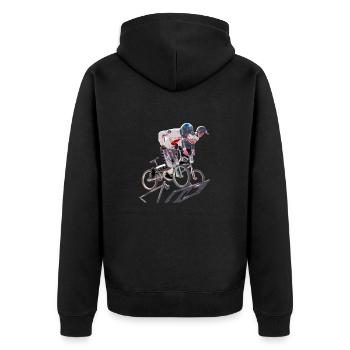 BMX - Unisex Premium Organic Zip Hoodie - black - Back - Nico (187cm)