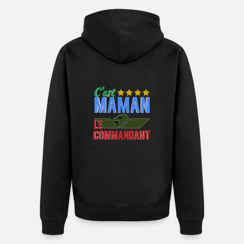 C'est maman le commandant - Veste à capuche bio Premium Unisexe - noir