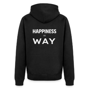 Happiness WAY - Unisex Premium Organic Zip Hoodie - black - Back - Nico (187cm)