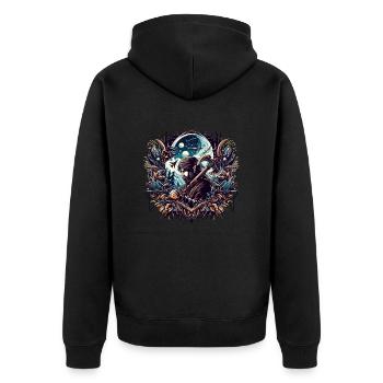 Schwert und Haken Piraten Design im Vintage-Stil - Unisex Premium Bio Zip Hoodie - Schwarz - Hinten - Nico (187cm)