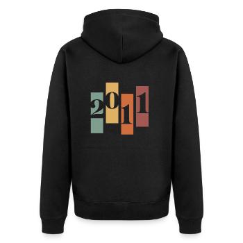 2011 Vintage Retro - Unisex Premium Organic Zip Hoodie - black - Back - Nico (187cm)